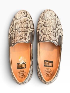 FitFlop Superskate Snake Print Leather Loafers Women’s Size 8